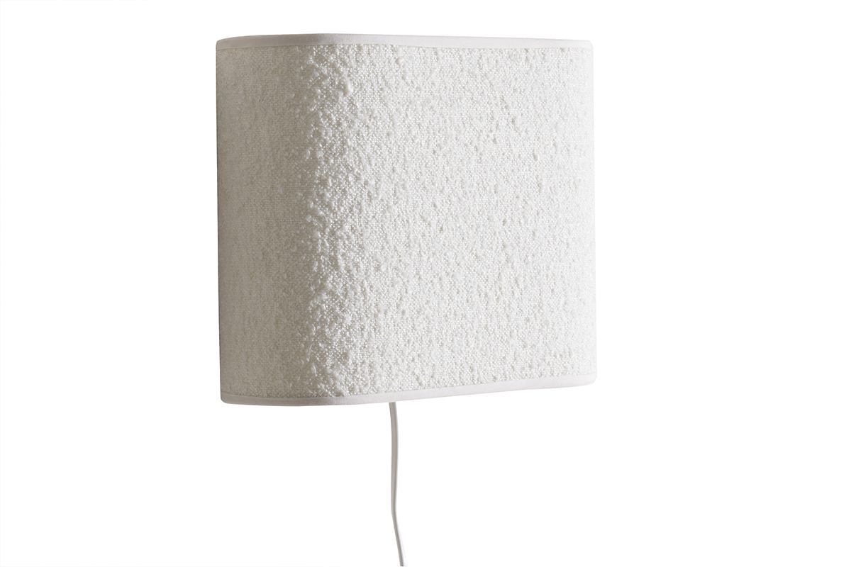 Applique murale en tissu effet laine boucl�e �cru H20 cm TESSA