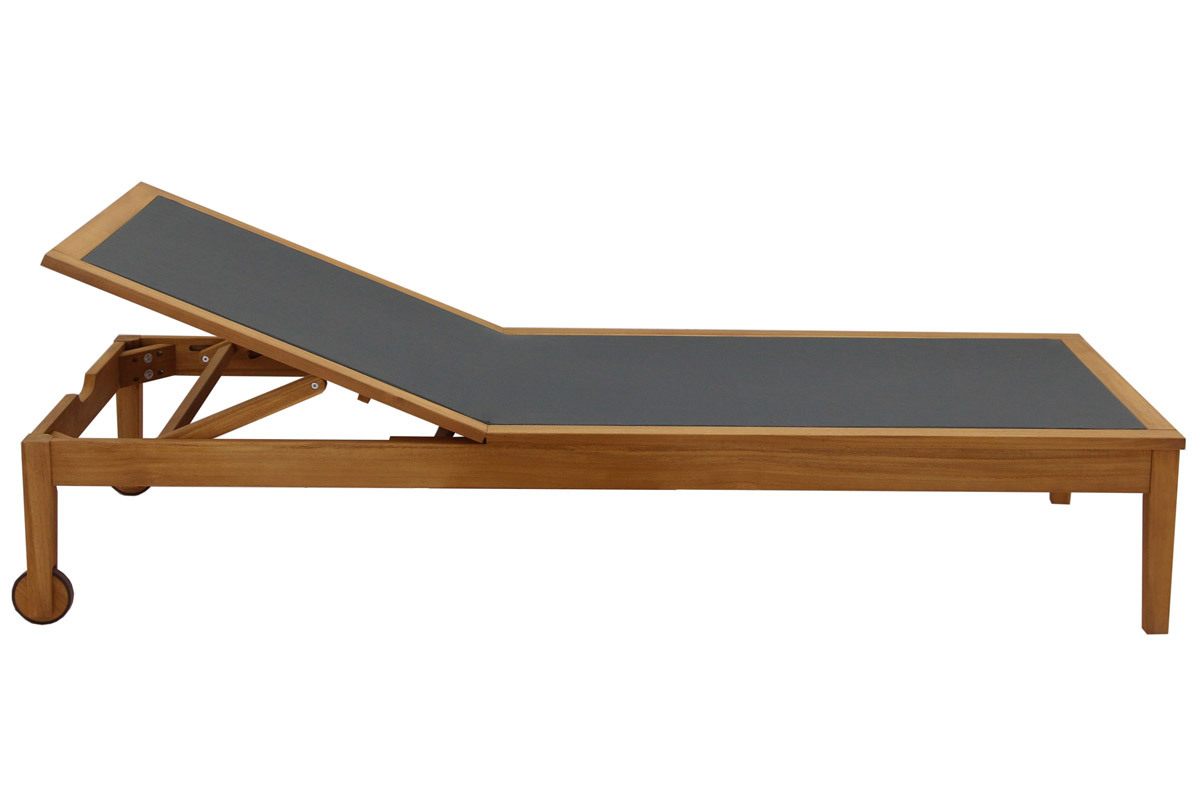Bain de soleil gris fonc� et bois massif NAVEEN