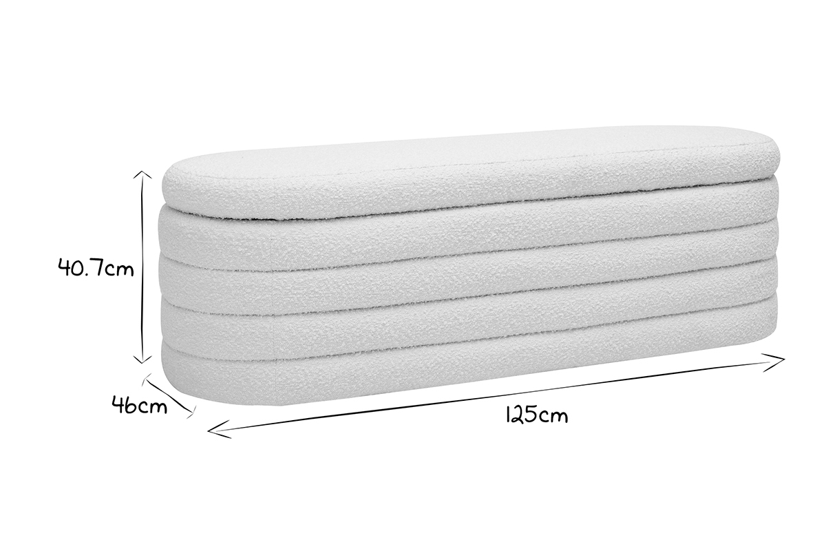 Banc coffre en tissu effet laine boucl�e blanc L125 cm NAVY
