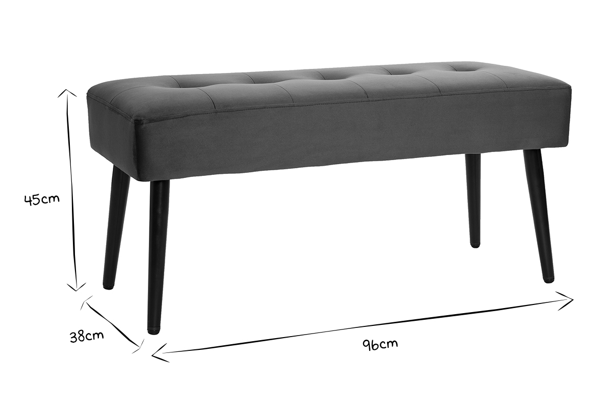 Banc design capitonn� dimensions 96x45x38 cm, noir et blanc.