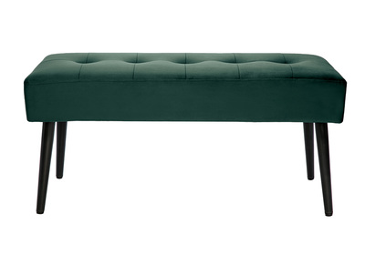Banc design capitonn&eacute; en tissu velours vert fonc&eacute; et m&eacute;tal noir L96 cm GUESTA