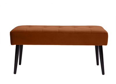 Banc design capitonn&eacute; en velours terre br&ucirc;l&eacute;e et m&eacute;tal noir L95 cm GUESTA