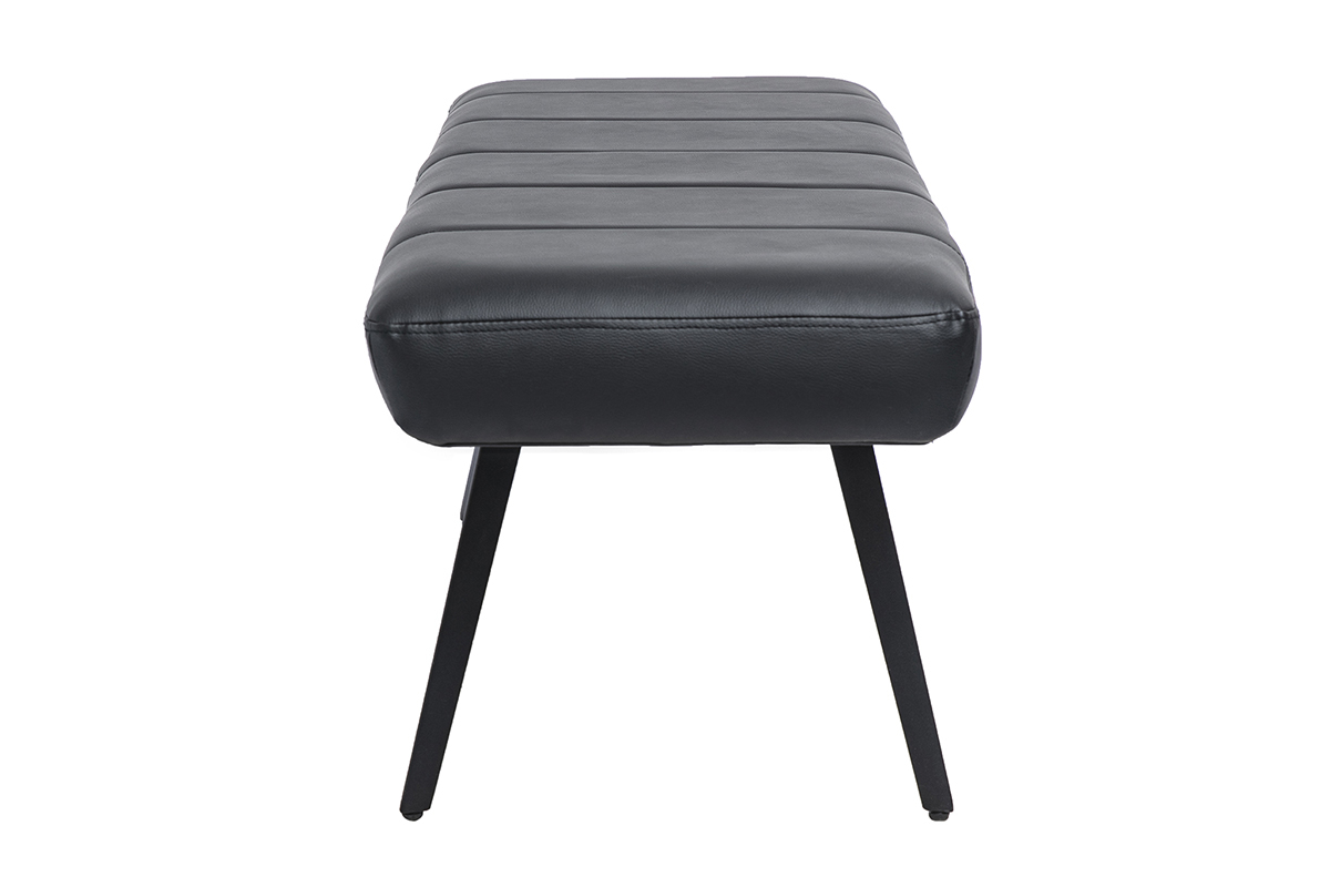 Banc noir en polyur�thane avec pieds en m�tal noir, vue de profil