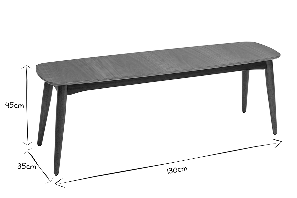 Banc vintage bois fonc� noyer L130 cm NORDECO