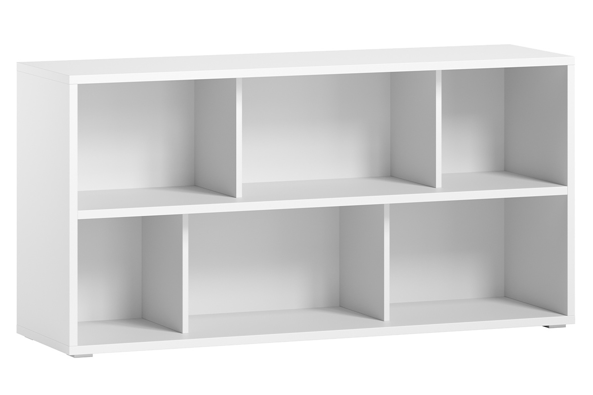 Biblioth�que basse finition bois blanc L140 cm EPURE