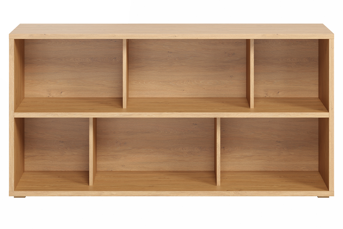 Biblioth�que basse finition bois clair ch�ne L140 cm EPURE