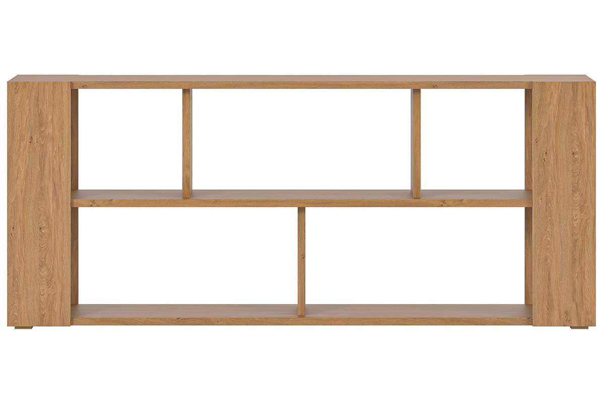 Biblioth�que basse ouverte design finition bois clair ch�ne L167.5 cm MUSSO