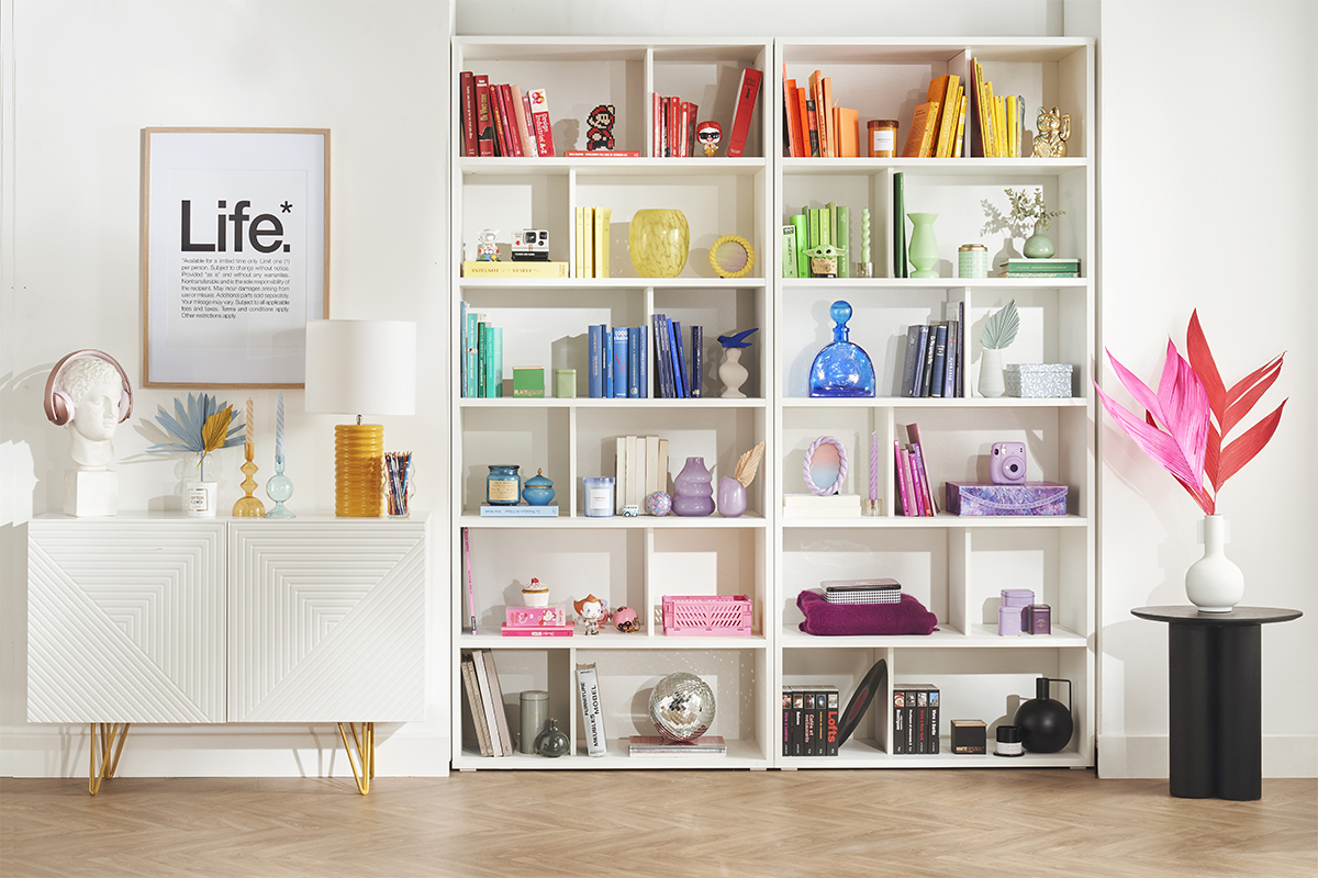 Biblioth�que design bois blanc L92 cm EPURE