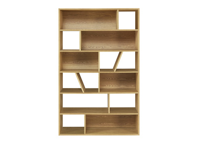 Biblioth&egrave;que design en bois clair L120 cm AZTEQUE