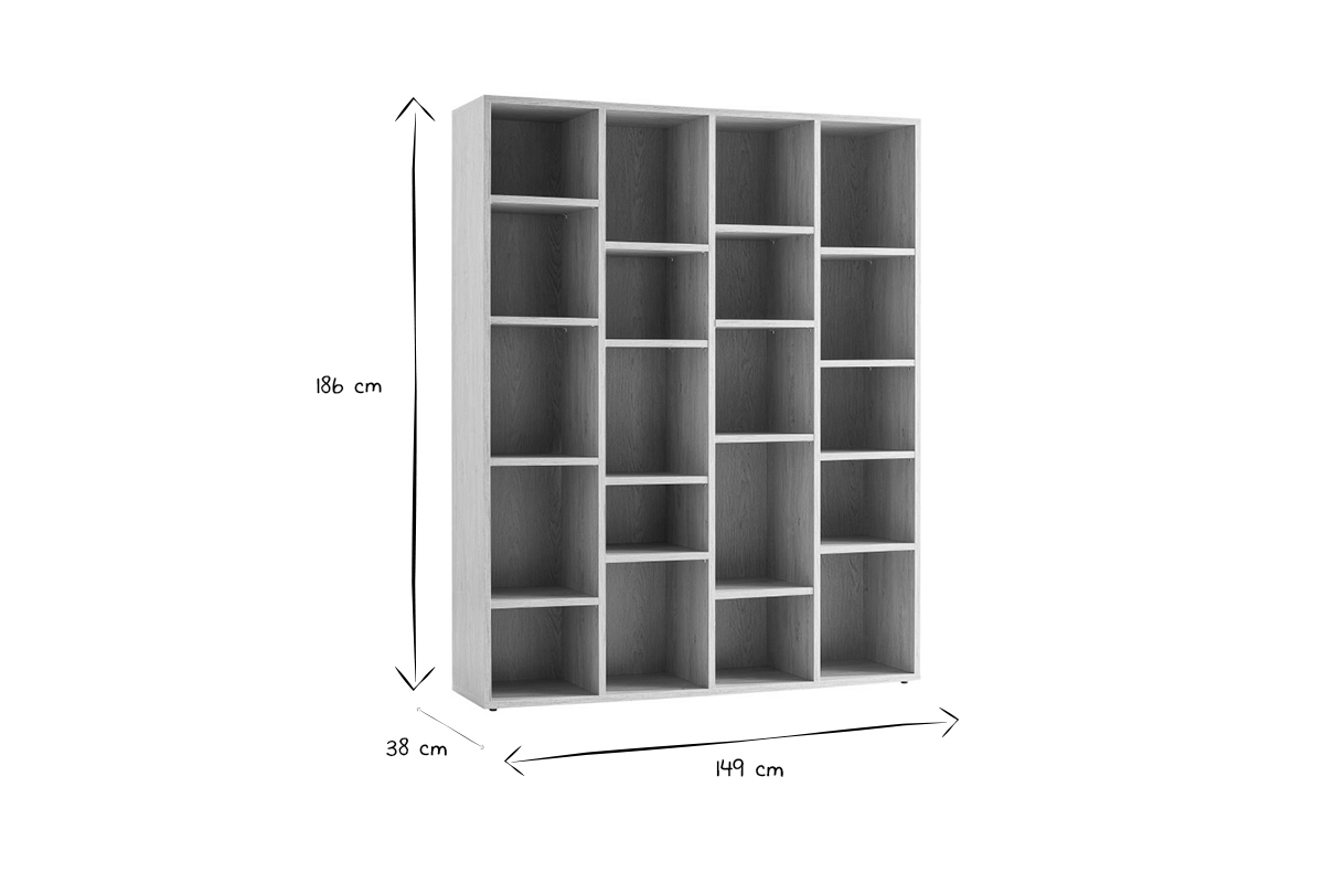 Biblioth�que design finition bois clair ch�ne L149 cm RYTHM