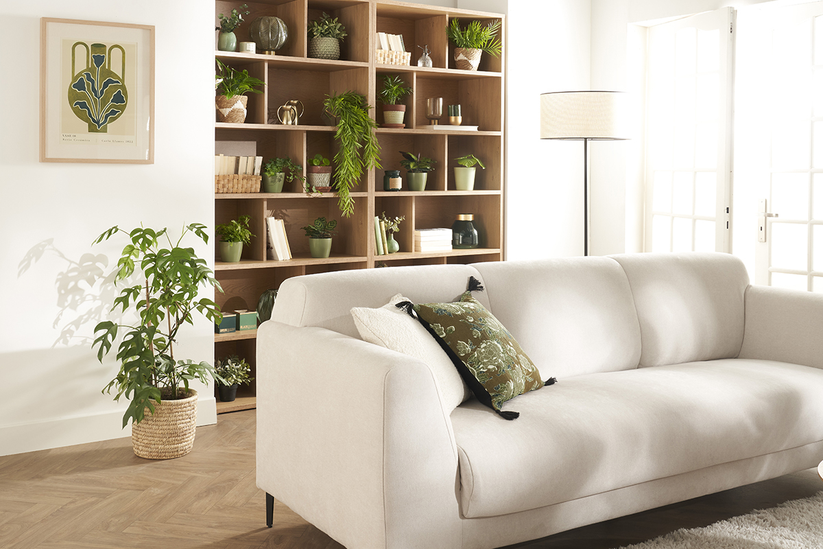 Biblioth�que design finition bois clair ch�ne L92 cm EPURE