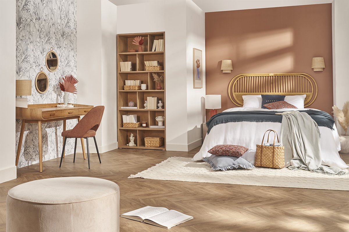 Biblioth�que design finition bois clair ch�ne L92 cm EPURE