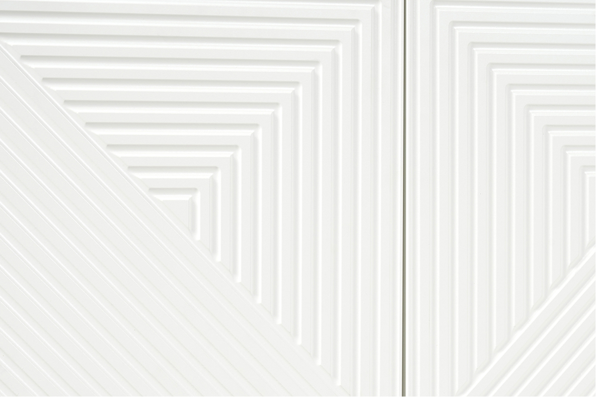 Biblioth�que design grav�e blanc mat et m�tal dor� 2 portes L86 cm OZEN