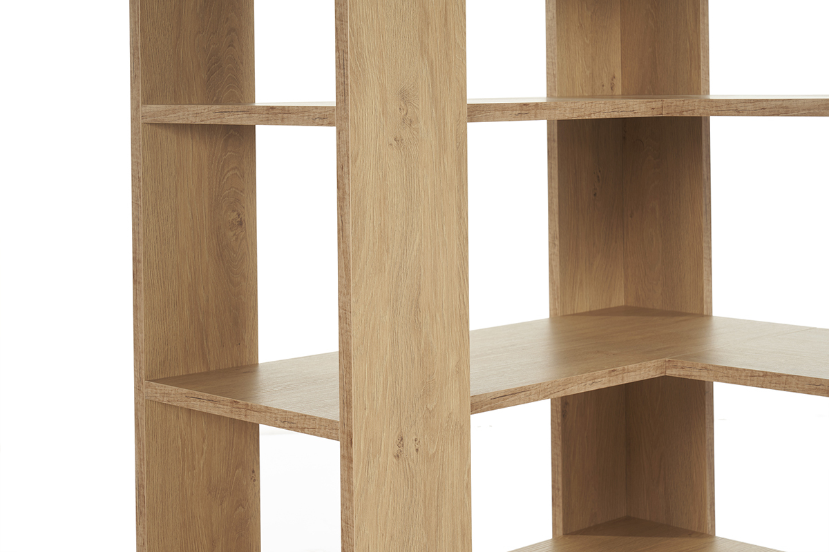 Biblioth�que �tag�re d'angle finition bois clair ch�ne L95 cm MUSSO