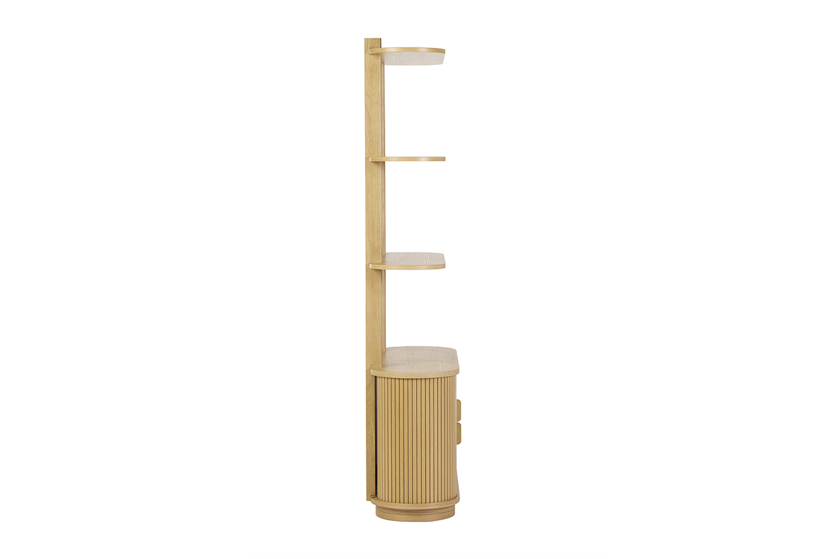 Biblioth�que finition bois clair ch�ne avec rangement 2 portes coulissantes L90 cm EPIC