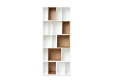 Biblioth&egrave;que modulable blanche et finition bois clair ch&ecirc;ne L85 cm JAZZ