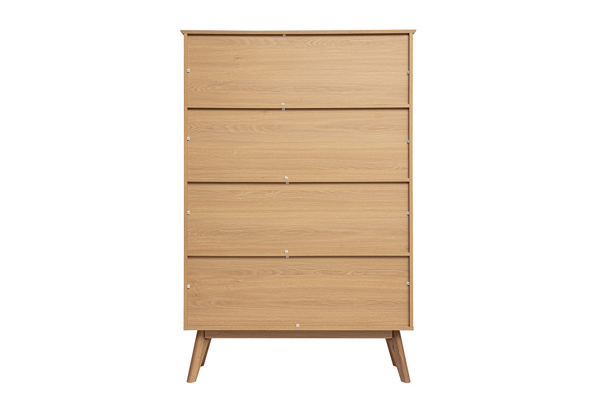Biblioth�que scandinave en bois clair ch�ne vue de dos.