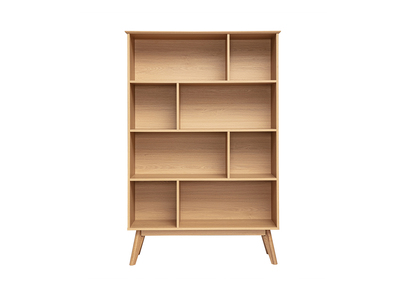 Biblioth&egrave;que scandinave en bois clair ch&ecirc;ne 8 casiers L110 cm INGRID