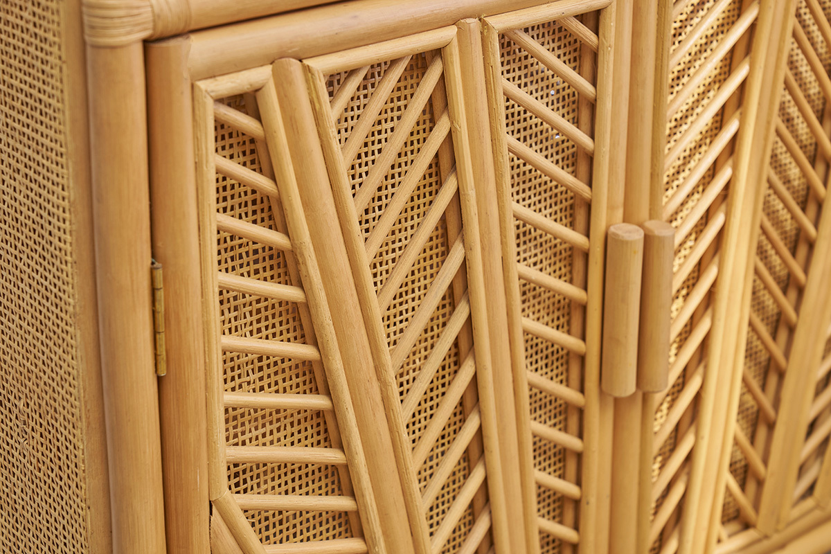 Biblioth�que vintage en rotin naturel L80 cm GALON