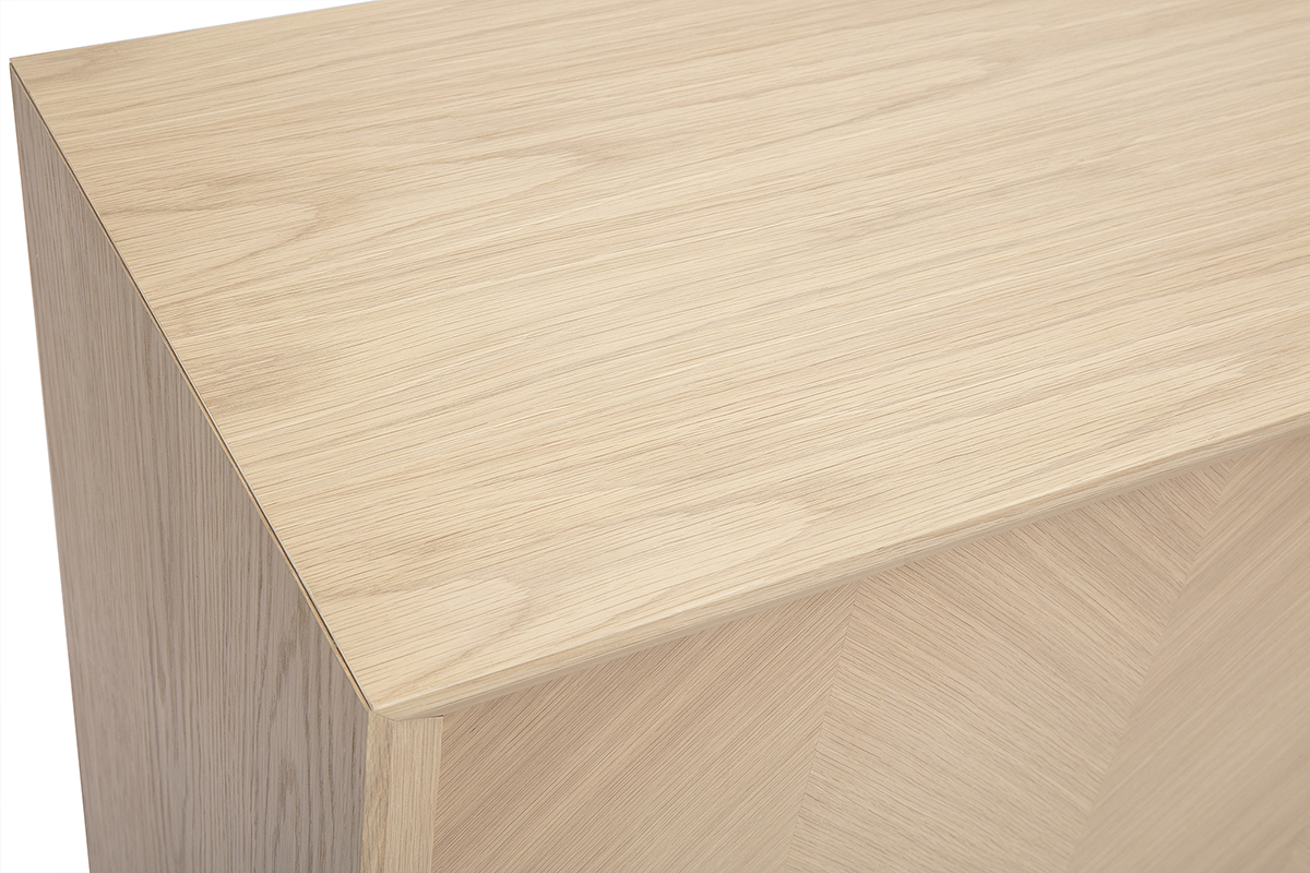 Zoom buffet � motifs chevrons en bois clair ch�ne ARROW