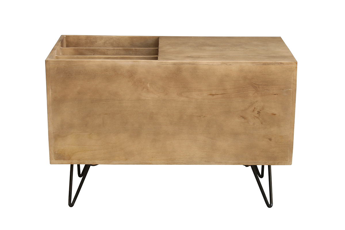 Buffet de rangement vinyles en bois manguier massif et m�tal L90 cm BOOGIE