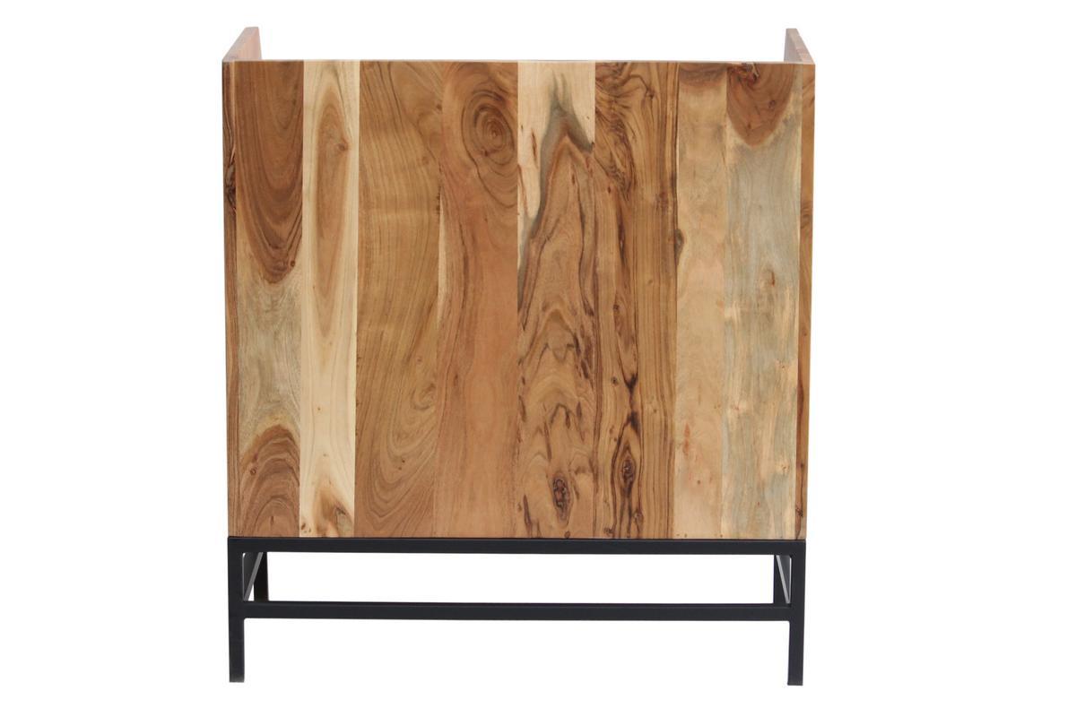 Buffet de rangement vinyles en bois massif et m�tal noir L76 cm BLUES