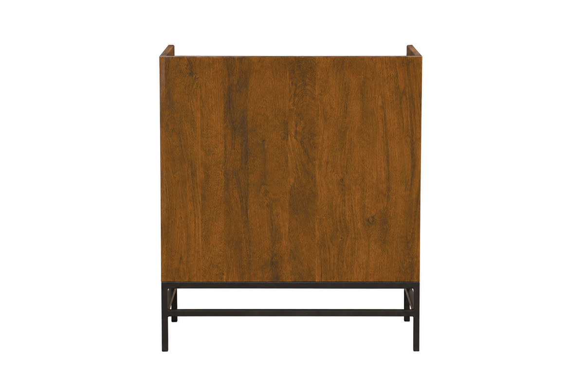 Buffet de rangement en bois massif et m�tal noir, vue arri�re, dimensions L76 cm.