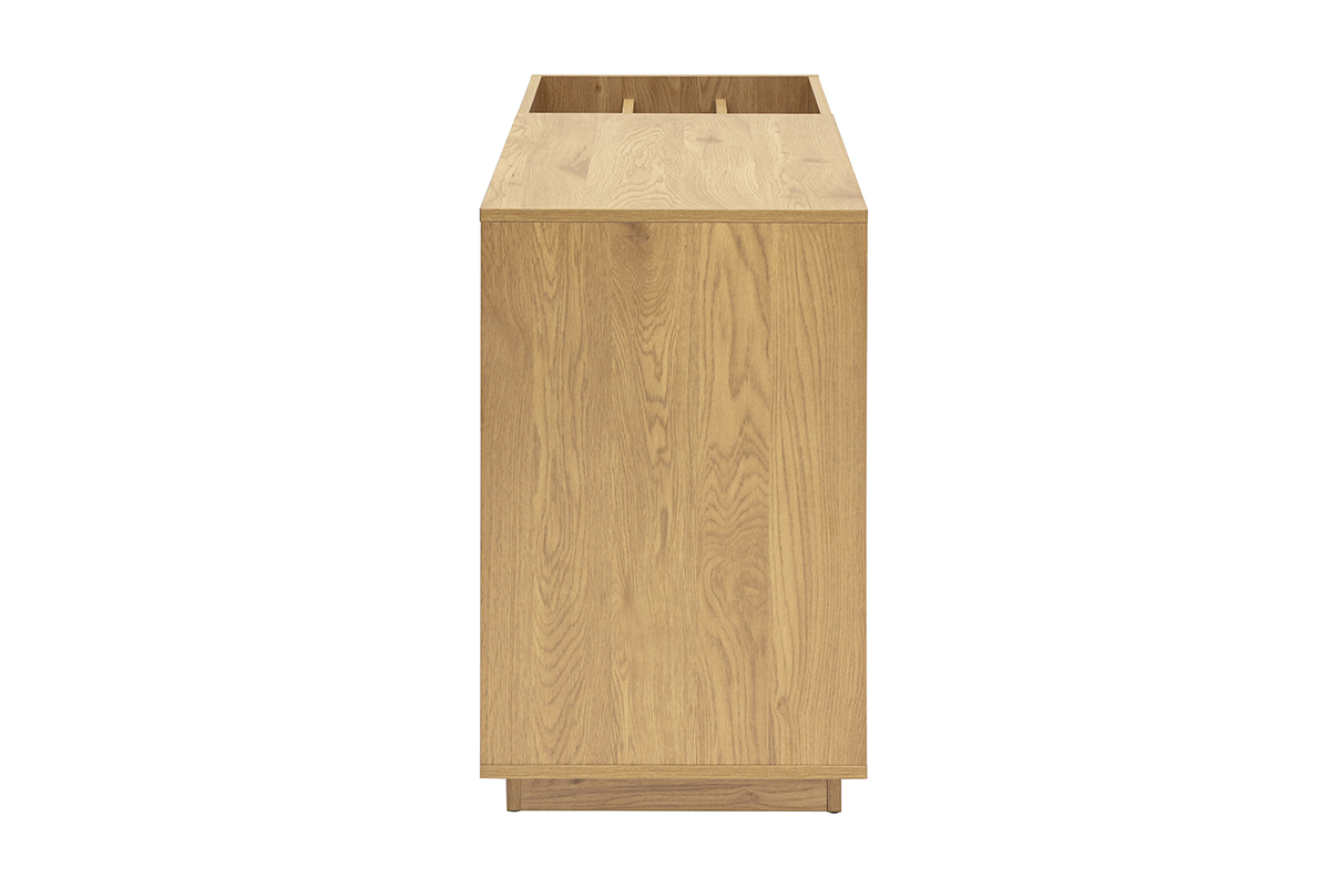 Buffet de rangement vinyles ch�ne, vue lat�rale.
