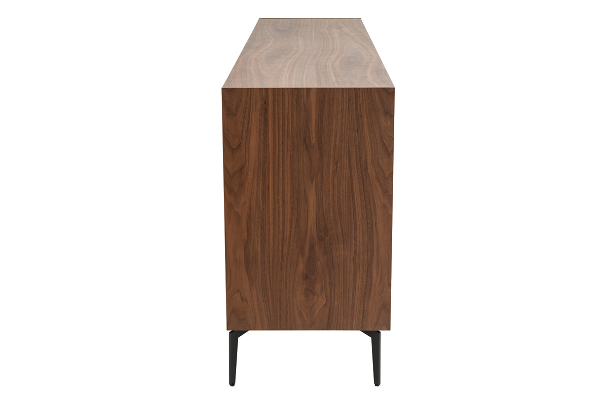 Buffet design en bois fonc� noyer et m�tal noir 4 portes 2 tiroirs L180 cm BLISS
