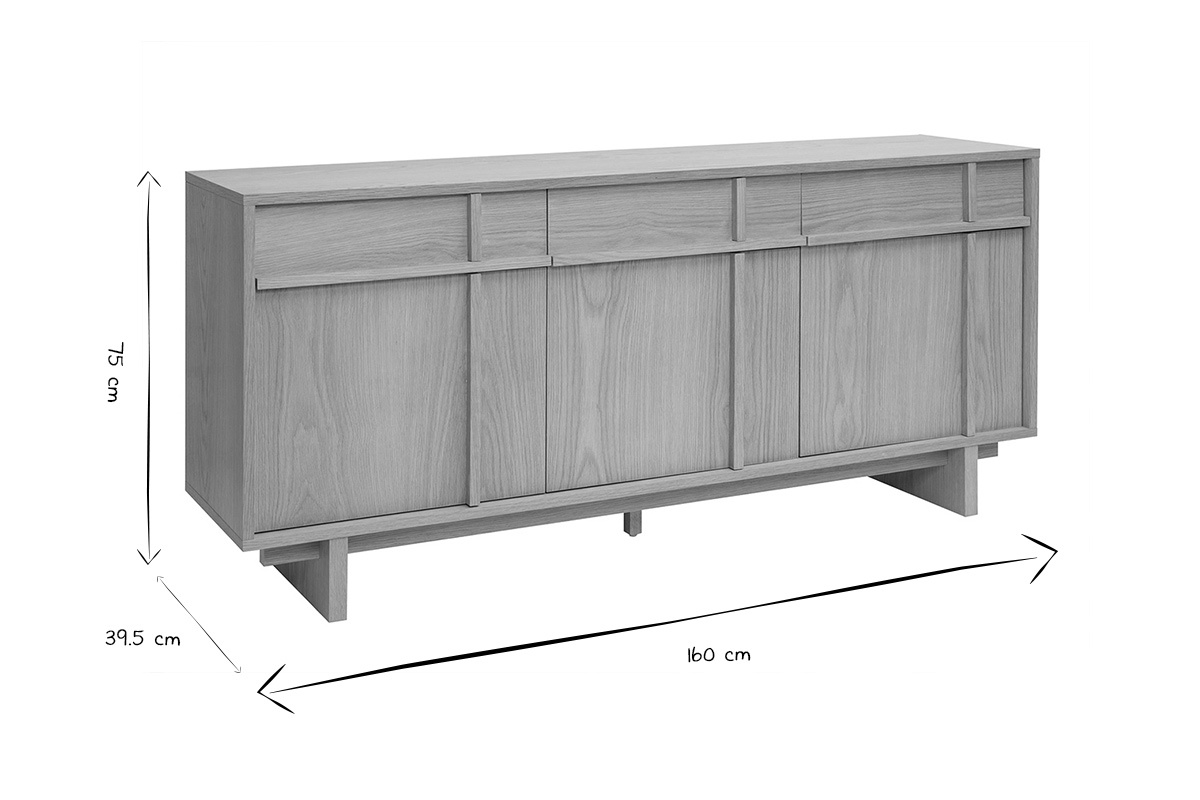 Buffet en bois clair ch�ne L160 cm ZAO
