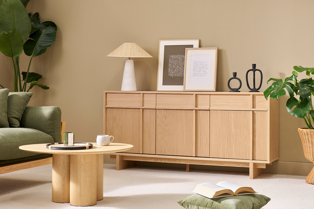 Buffet en bois clair ch�ne L160 cm ZAO
