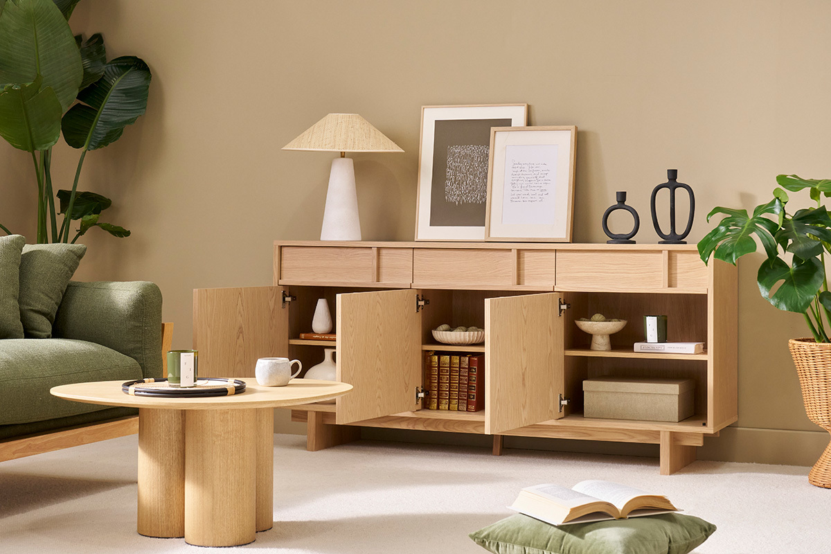 Buffet en bois clair ch�ne L160 cm ZAO