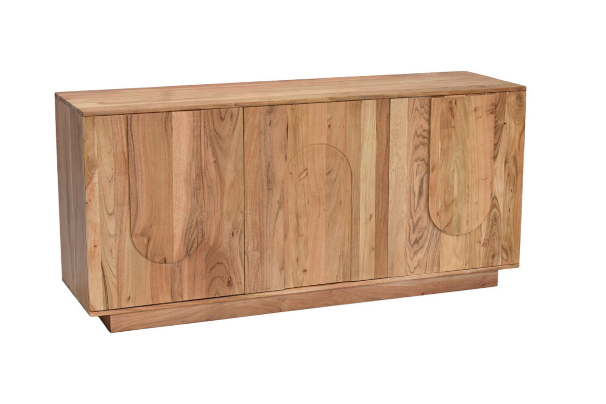 Buffet en bois massif grav� 3 portes L160 cm ARK