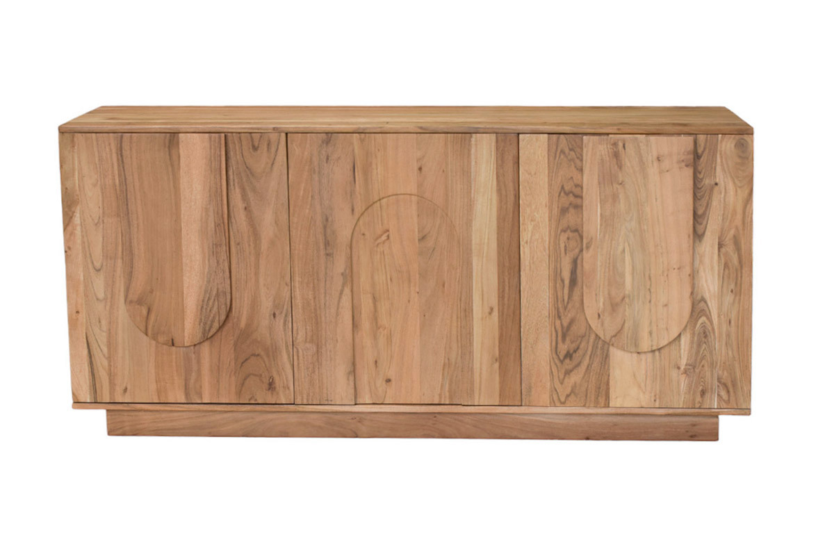 Buffet en bois massif grav� 3 portes L160 cm ARK