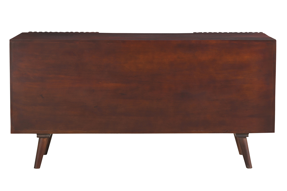 Buffet en manguier massif teint� bois fonc� 2 portes coulissantes L140 cm ALBA