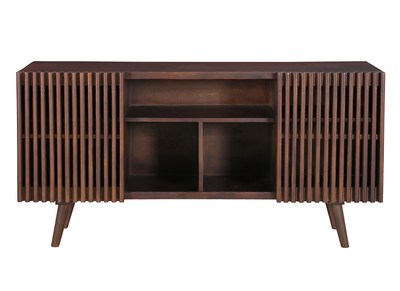 Buffet en manguier massif teint&eacute; bois fonc&eacute; 2 portes coulissantes L140 cm ALBA