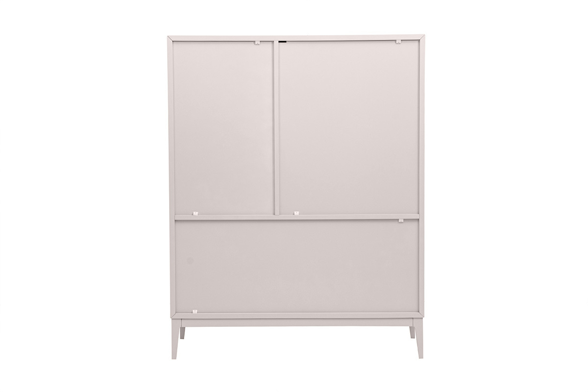 Buffet haut beige laqu� mat 2 portes 1 tiroir, vue de dos, dimensions L90 cm