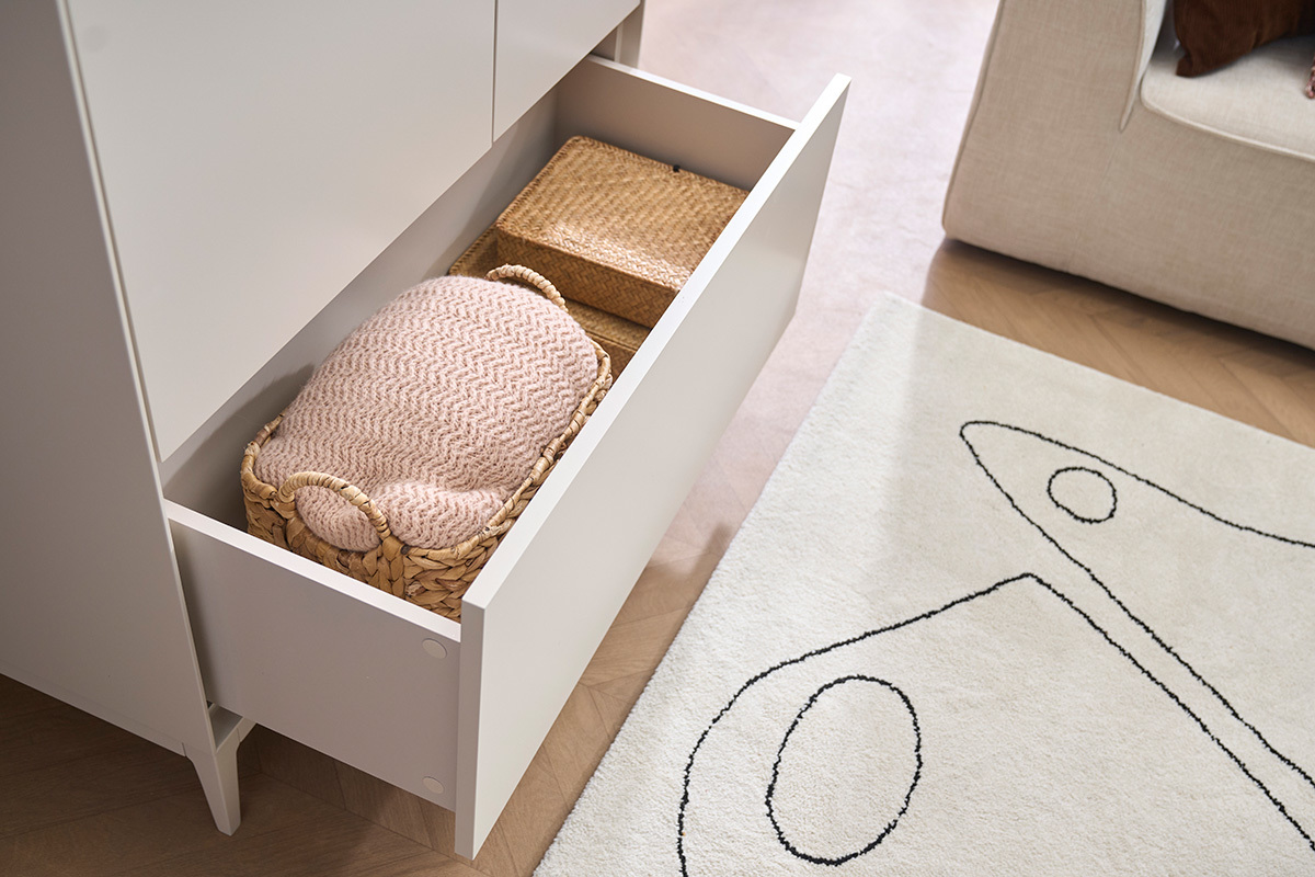 Buffet haut beige laqu� mat 2 portes 1 tiroir L90 cm GRAY