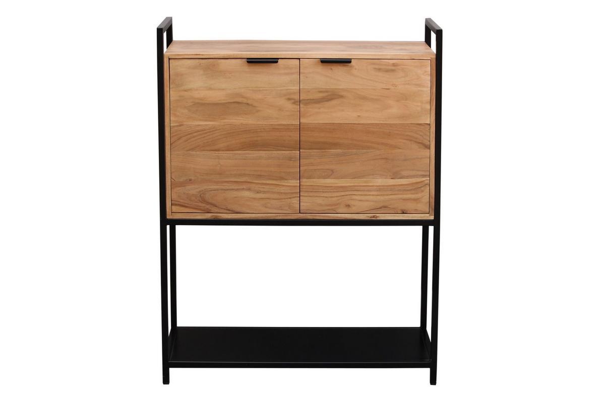 Buffet haut en bois massif et m�tal noir 2 portes L85 cm ARTHUS