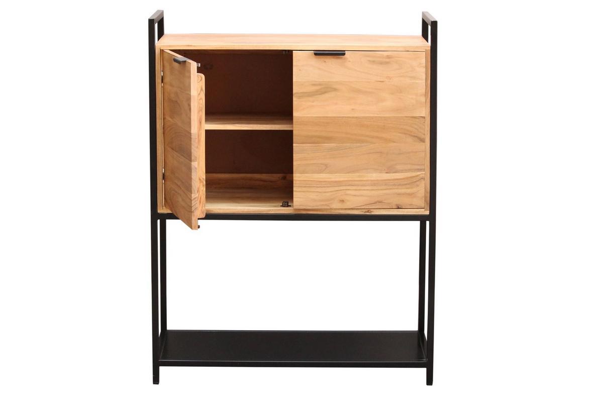 Buffet haut en bois massif et m�tal noir 2 portes L85 cm ARTHUS