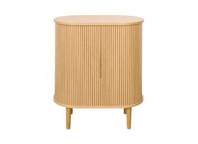 Buffet haut vintage avec portes coulissantes bois clair ch&ecirc;ne L70 cm EPIC