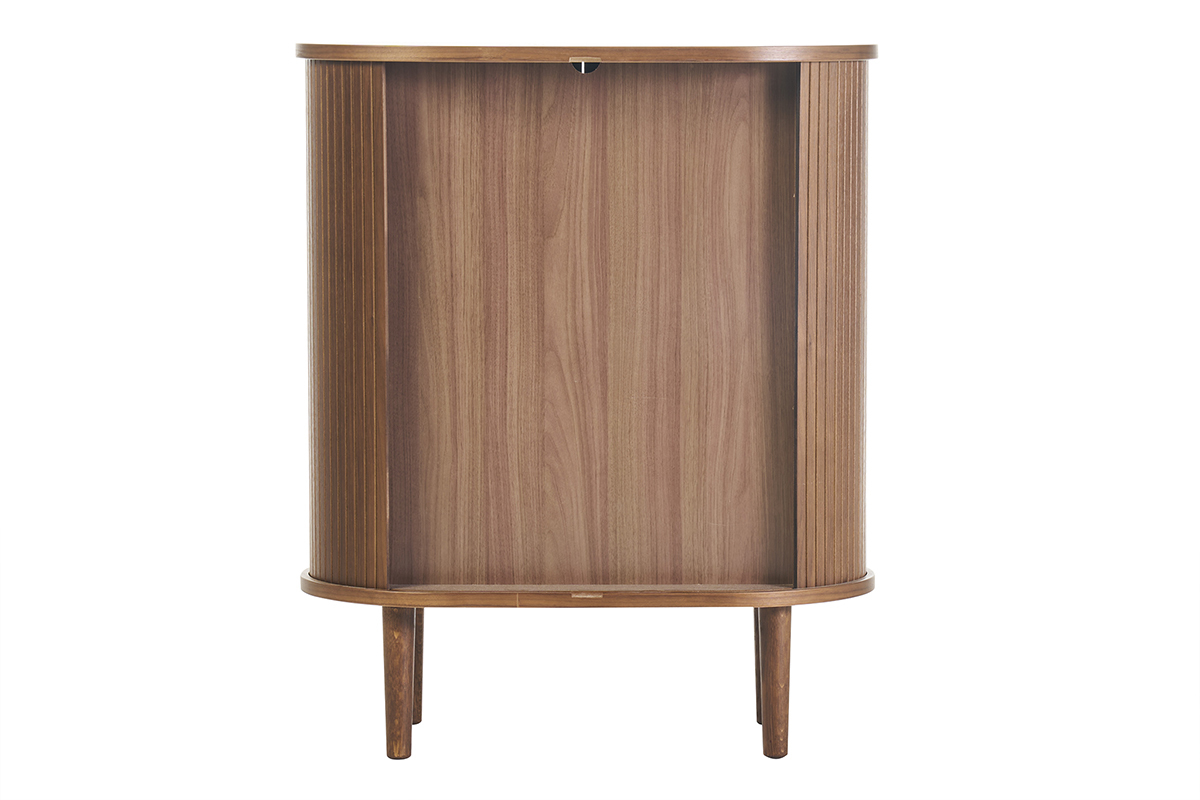 Buffet haut vintage avec portes coulissantes bois fonc� noyer L70 cm EPIC