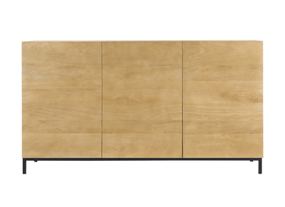 Buffet industriel en bois manguier massif et m&eacute;tal noir 3 portes L145 cm YPSTER
