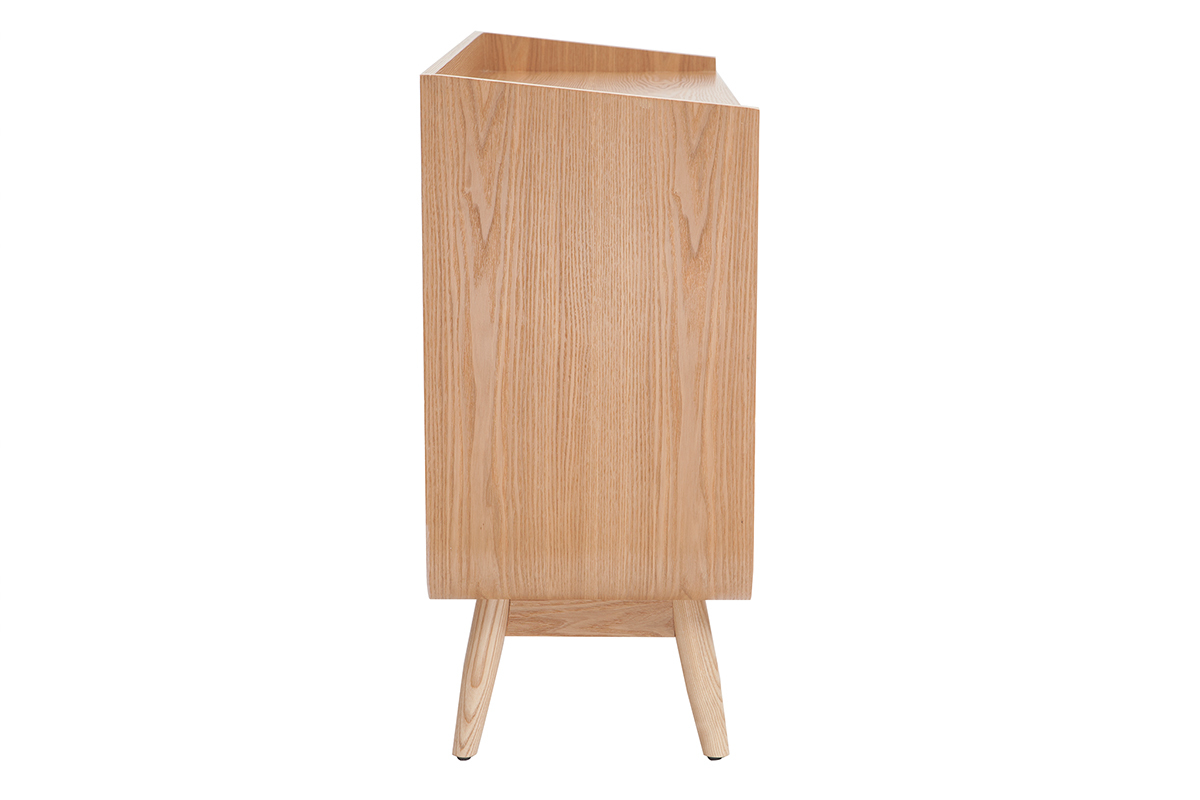 Buffet scandinave en bois clair, vue lat�rale, pi�tement en fr�ne massif.