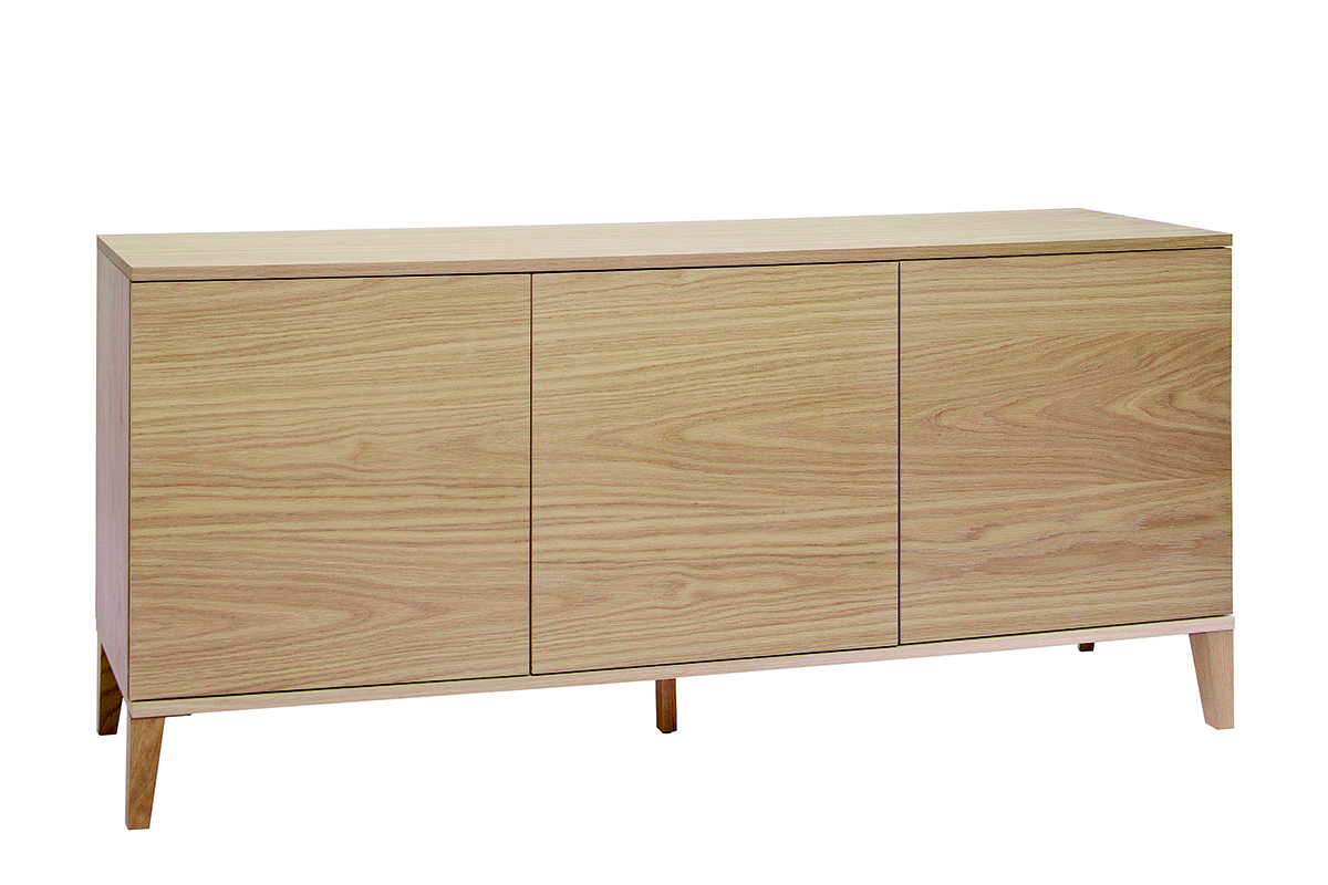Buffet scandinave en bois clair ch�ne 3 portes L180 cm FREDDY