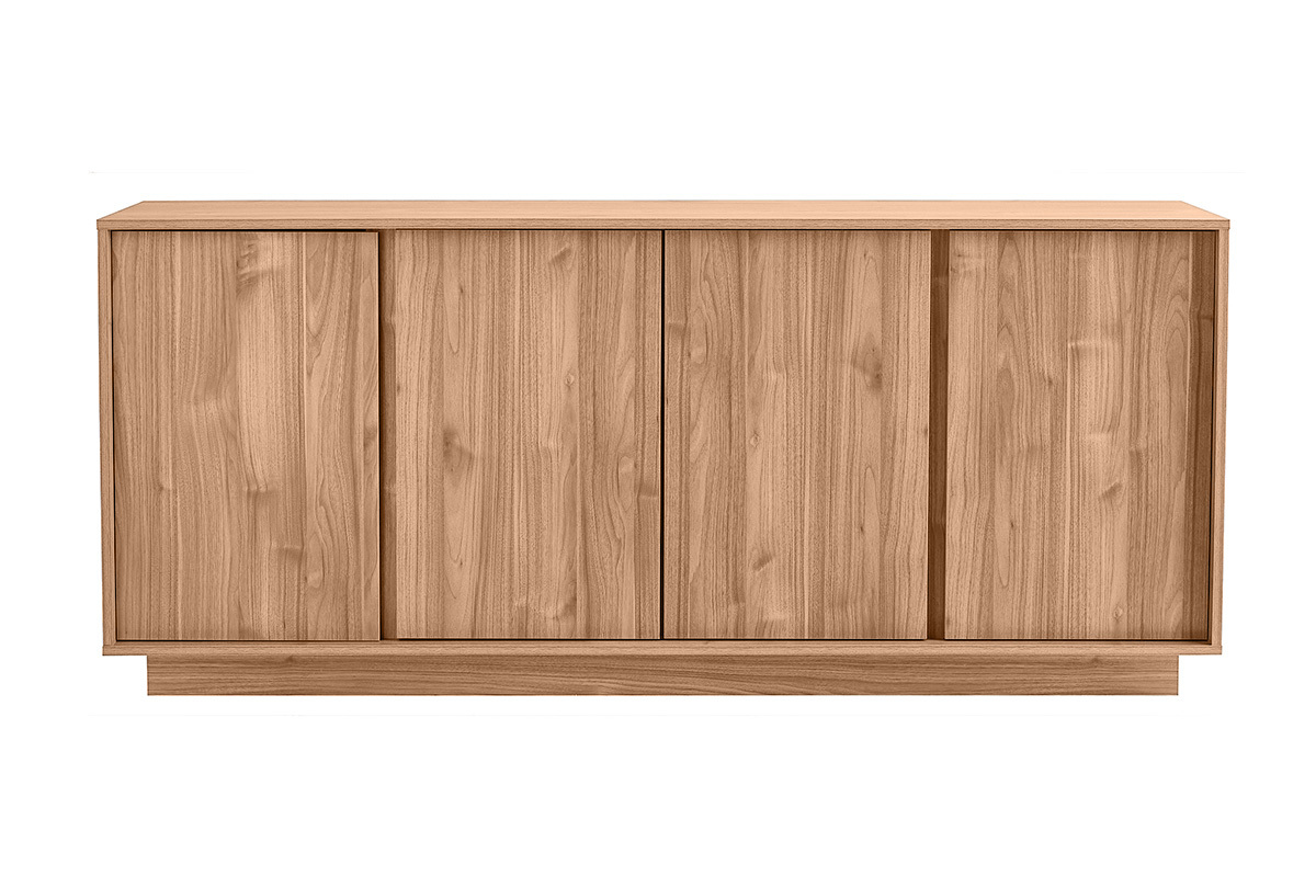Buffet scandinave en bois de ch�ne avec 4 portes, finition claire, style �pur�.