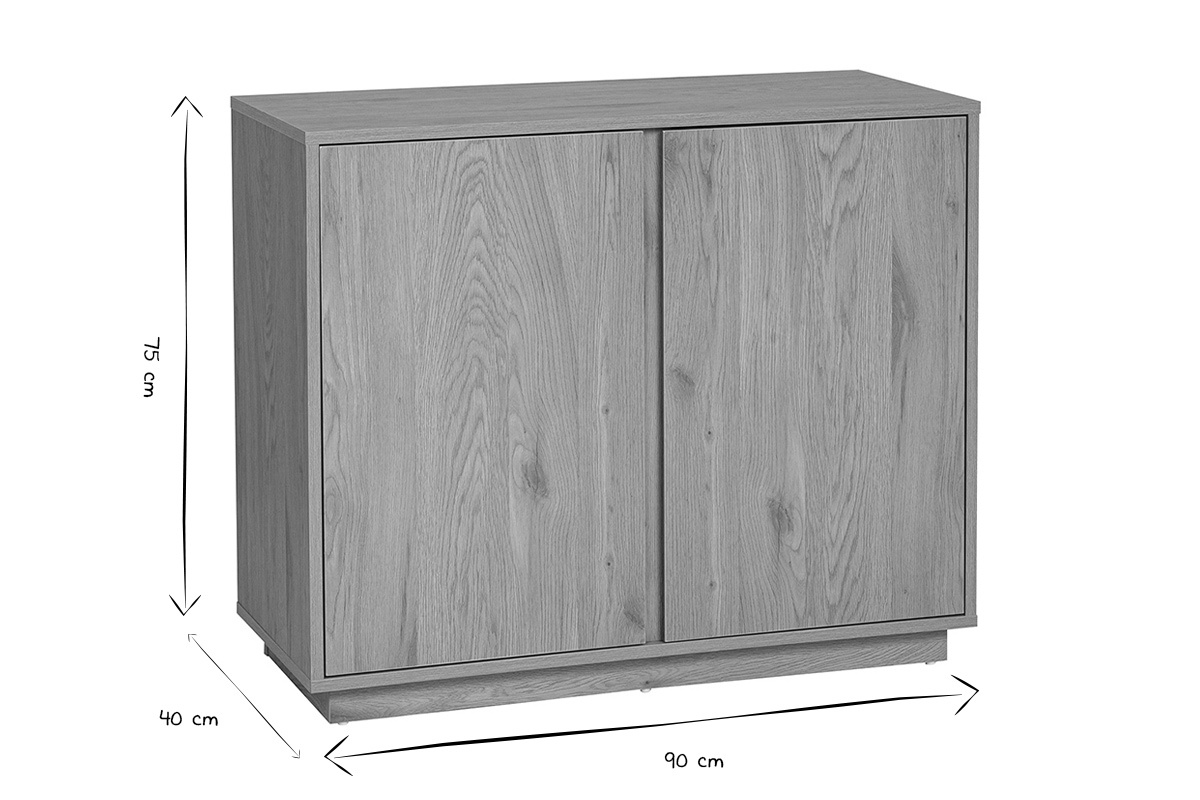 Dimensions du buffet scandinave en noir et blanc : L90 x P40 x H75 cm