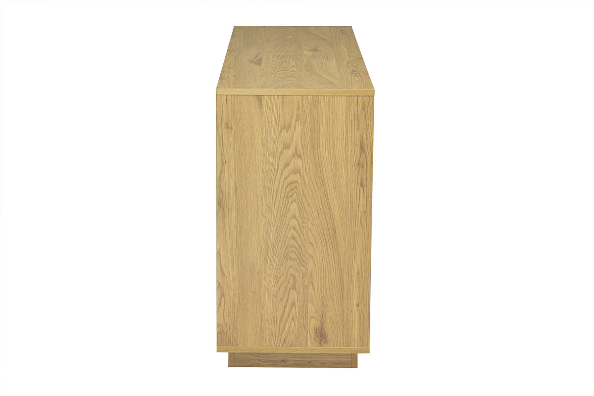 Buffet scandinave en bois clair, finition ch�ne, vue de profil, L140 cm.