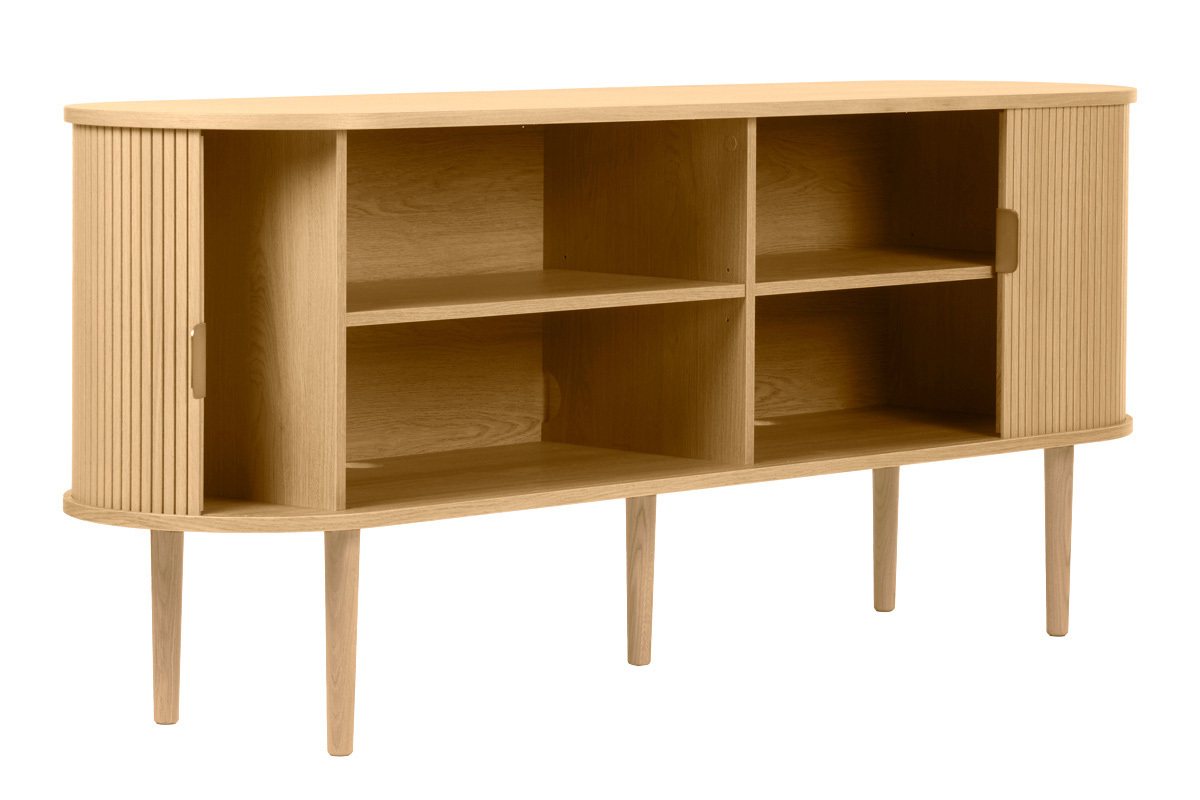 Buffet vintage bois clair ch�ne avec rangements 2 portes coulissantes L180 cm EPIC