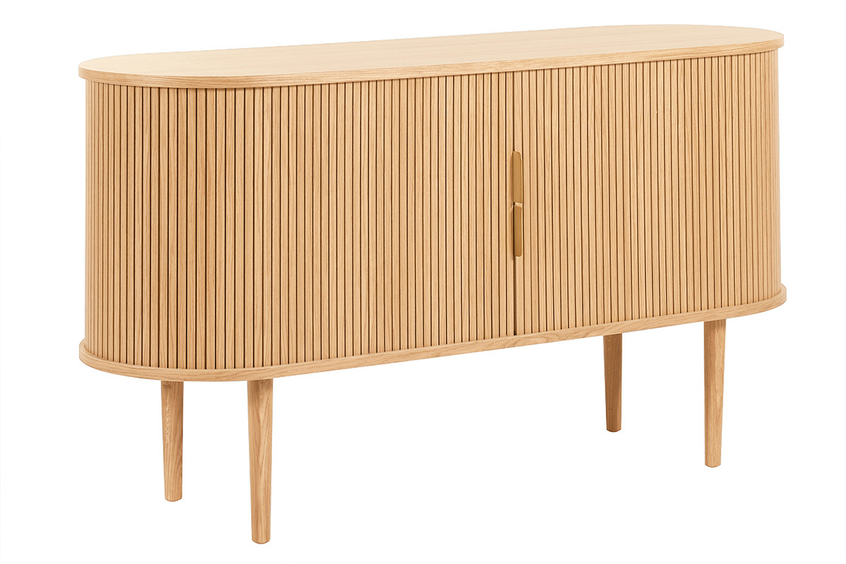 Buffet vintage en bois clair ch�ne 2 portes coulissantes L138 cm EPIC